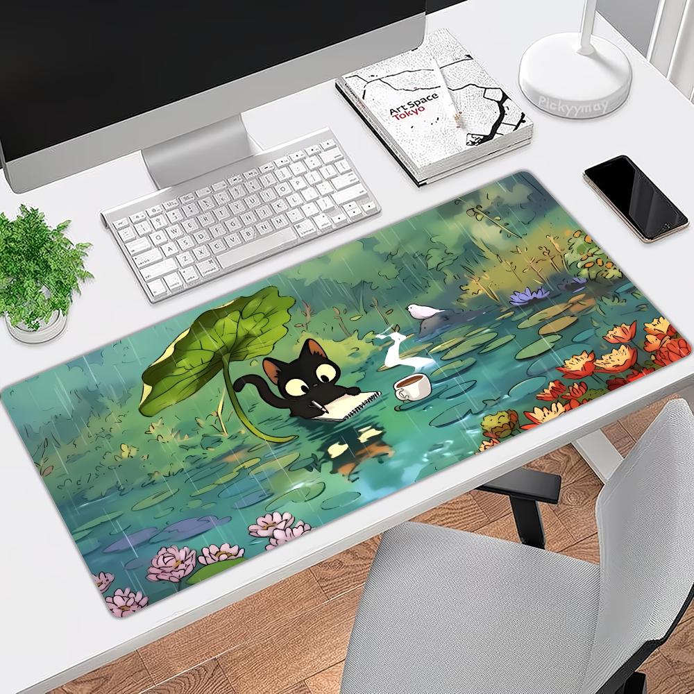 Pc Gaming Umbrella - Kawaii Katze mit Blatt-Regenschirm Büro-Matte Gaming-Matte