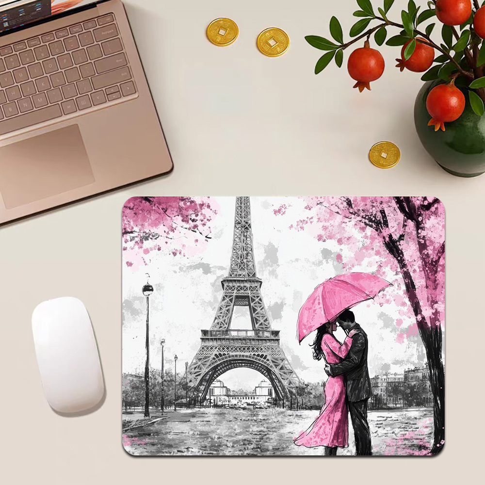 Pc Gaming Umbrella - Pink Paris Umbrella Couple Schreibtischunterlage, kleines