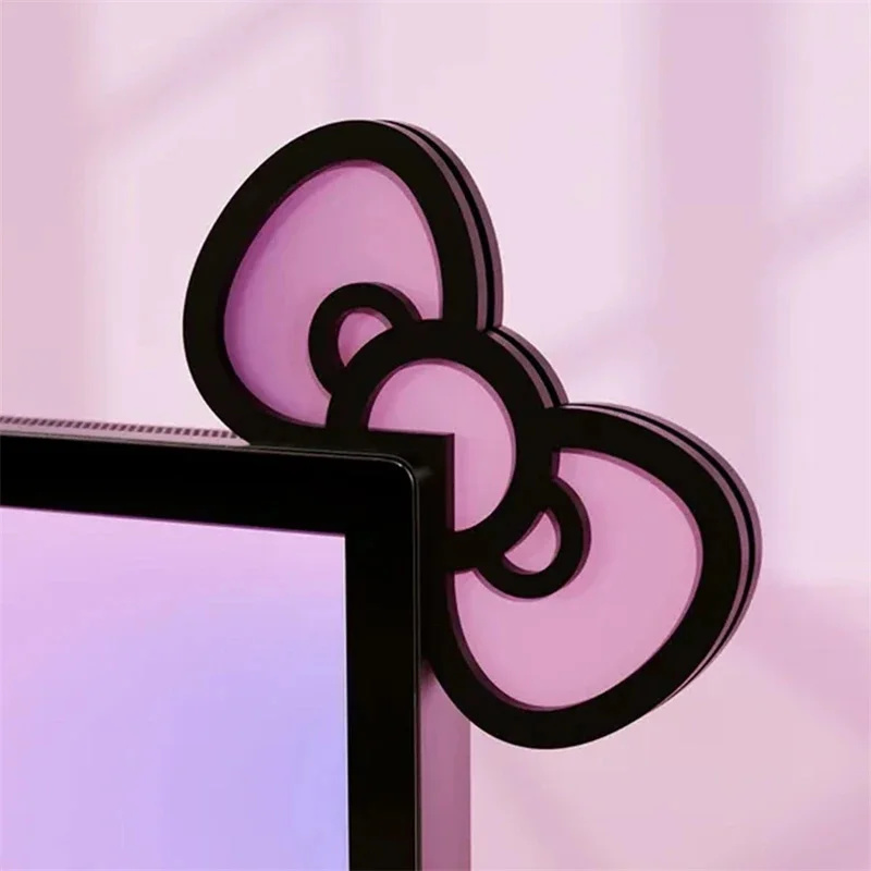 Pc Gaming Pink - Kawaii rosa Acryl Schleife Monitor Dekor