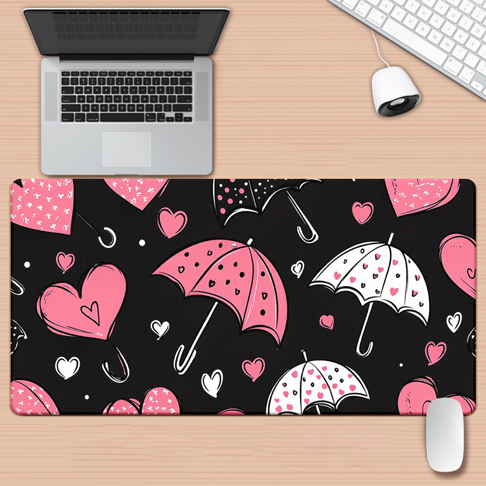Pc Gaming Umbrella - Liebesherzen-Muster XXL Erweiterte Mausunterlage Langlebige Gummi-Gaming-Schreibtischmatte